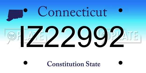 IZ22992 Connecticut License Plate
