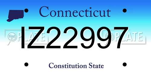 IZ22997 Connecticut License Plate