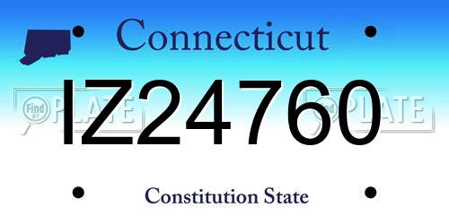 IZ24760 Connecticut License Plate