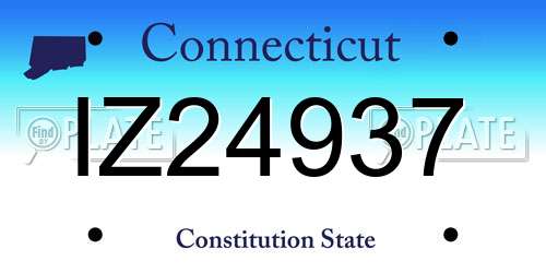 IZ24937 Connecticut License Plate
