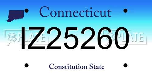 IZ25260 Connecticut License Plate
