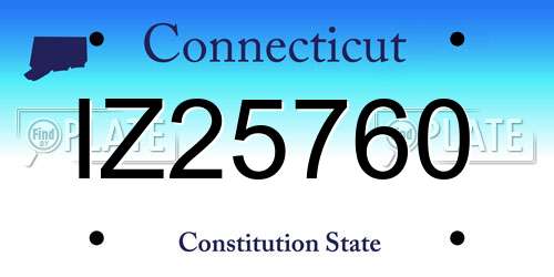 IZ25760 Connecticut License Plate