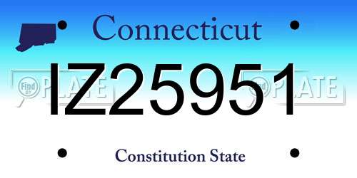 IZ25951 Connecticut License Plate