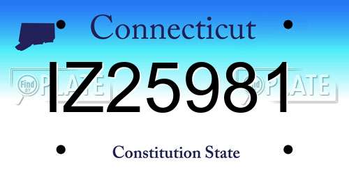 IZ25981 Connecticut License Plate