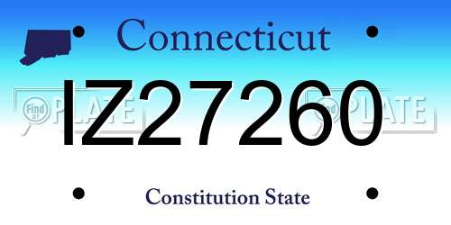 IZ27260 Connecticut License Plate