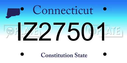 IZ27501 Connecticut License Plate