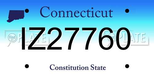 IZ27760 Connecticut License Plate