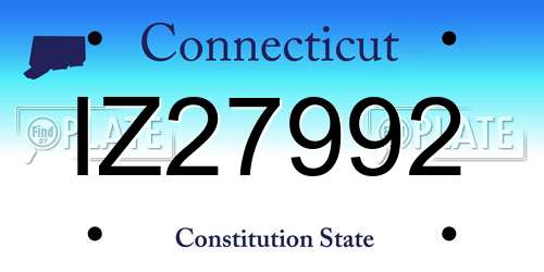 IZ27992 Connecticut License Plate