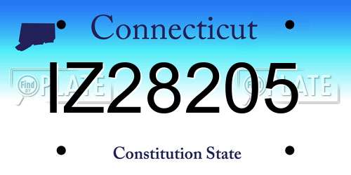 IZ28205 Connecticut License Plate