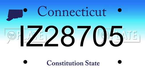 IZ28705 Connecticut License Plate