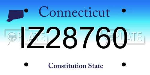 IZ28760 Connecticut License Plate
