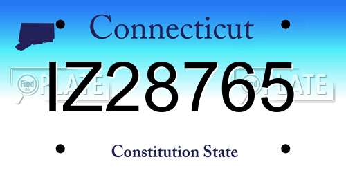 IZ28765 Connecticut License Plate