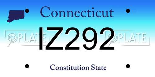 IZ292 Connecticut License Plate