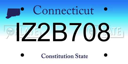 IZ2B708 Connecticut License Plate