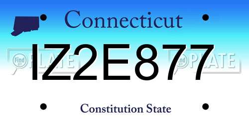 IZ2E877 Connecticut License Plate