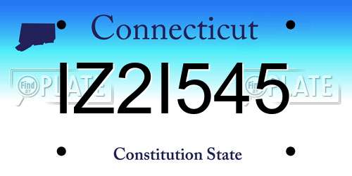 IZ2I545 Connecticut License Plate
