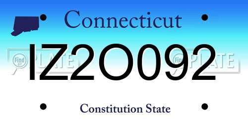 IZ2O092 Connecticut License Plate