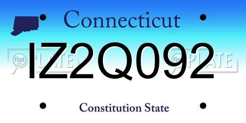 IZ2Q092 Connecticut License Plate