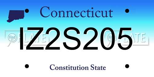 IZ2S205 Connecticut License Plate