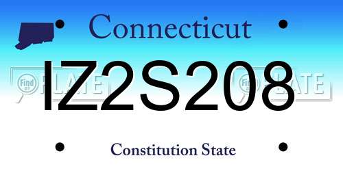 IZ2S208 Connecticut License Plate