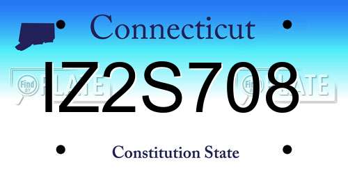 IZ2S708 Connecticut License Plate