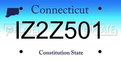IZ2Z501 Connecticut License Plate