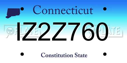 IZ2Z760 Connecticut License Plate