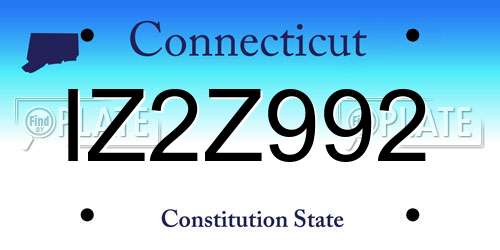 IZ2Z992 Connecticut License Plate