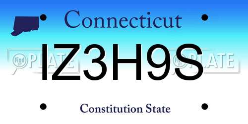 IZ3H9S Connecticut License Plate