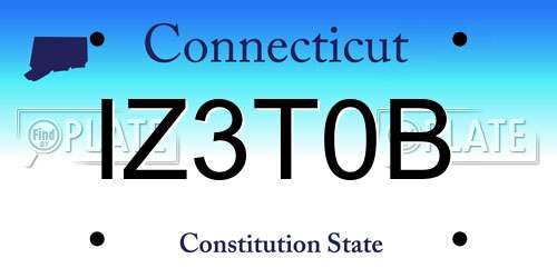 IZ3T0B Connecticut License Plate