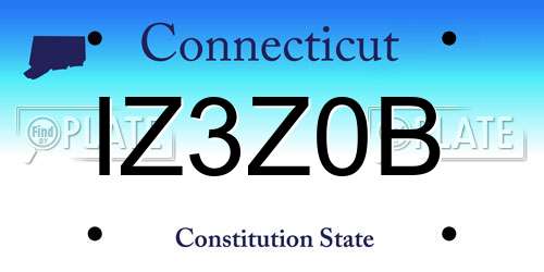 IZ3Z0B Connecticut License Plate