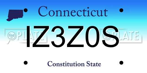 IZ3Z0S Connecticut License Plate