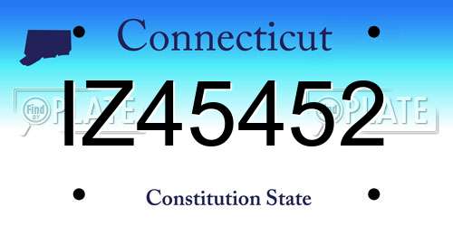 IZ45452 Connecticut License Plate