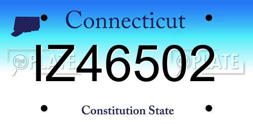 IZ46502 Connecticut License Plate