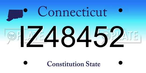 IZ48452 Connecticut License Plate