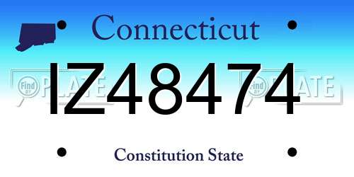 IZ48474 Connecticut License Plate