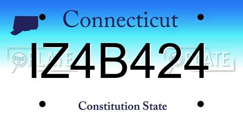 IZ4B424 Connecticut License Plate