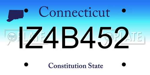 IZ4B452 Connecticut License Plate