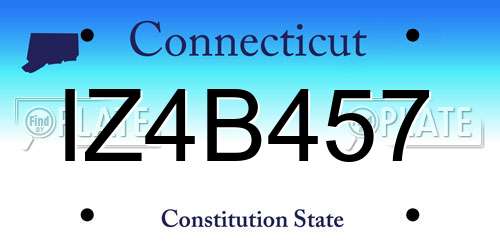 IZ4B457 Connecticut License Plate