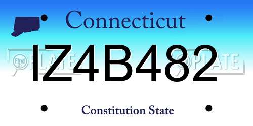 IZ4B482 Connecticut License Plate