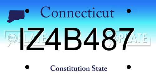 IZ4B487 Connecticut License Plate