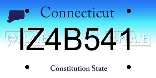IZ4B541 Connecticut License Plate