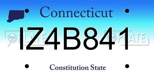 IZ4B841 Connecticut License Plate