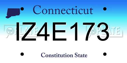 IZ4E173 Connecticut License Plate