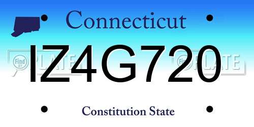 IZ4G720 Connecticut License Plate