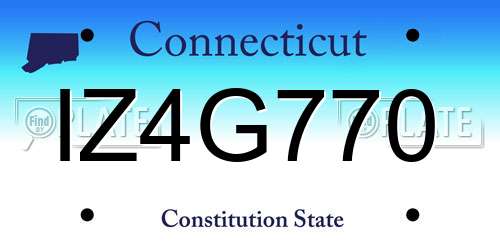 IZ4G770 Connecticut License Plate
