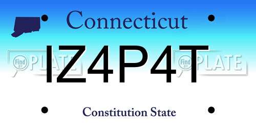IZ4P4T Connecticut License Plate