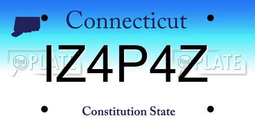 IZ4P4Z Connecticut License Plate