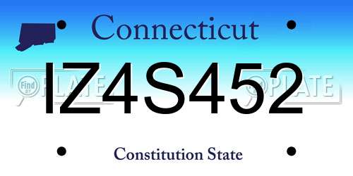 IZ4S452 Connecticut License Plate