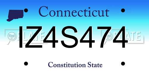 IZ4S474 Connecticut License Plate